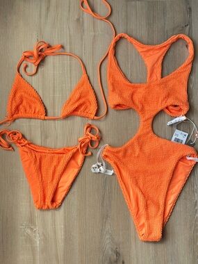 Summerful Swimsuits Orange One-piece & Bikini Lot of 2